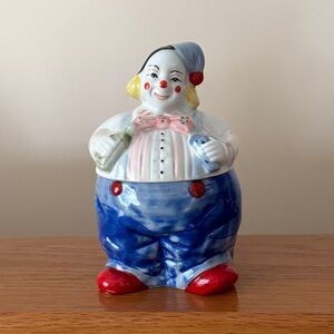 Vintage Ceramic Clown Cookie Jar/Candy Dish